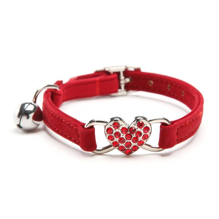 Cats Collar with Bell and Heart-Shaped Decoration - Trendha