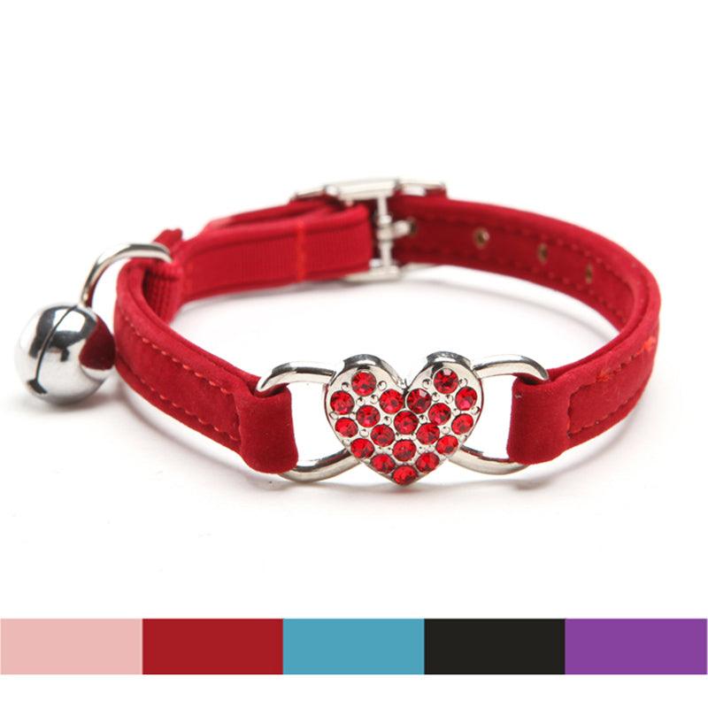 Cats Collar with Bell and Heart-Shaped Decoration - Trendha