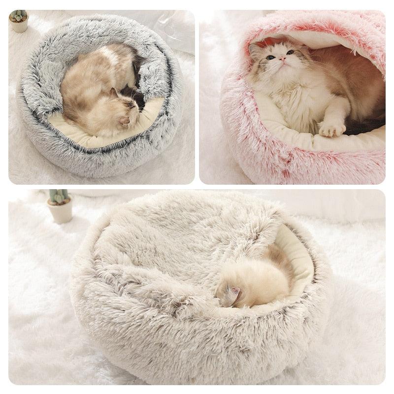 Cats Round Plush Bed - Trendha