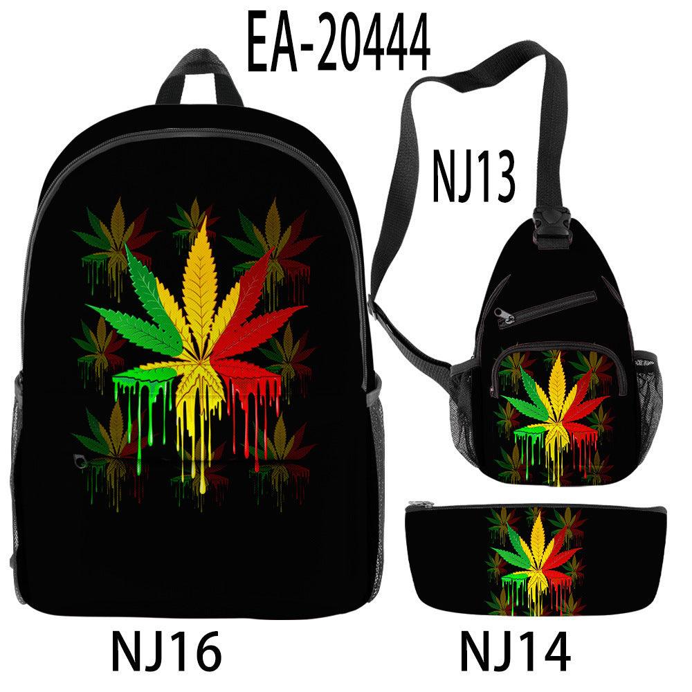 New Hemp Leaf Surrounding 3d Digital Backpack Pen Bag Shoulder - Trendha