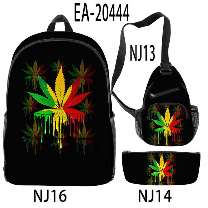 New Hemp Leaf Surrounding 3d Digital Backpack Pen Bag Shoulder - Trendha