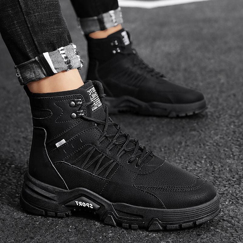 Men's High Top Men's Autumn And Winter Leather Work Shoes