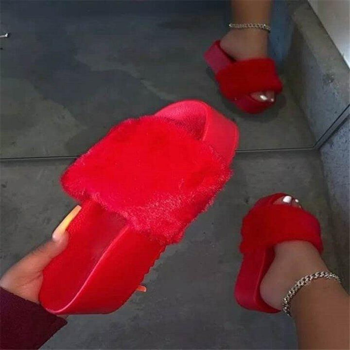 Gradient Plush Slippers Women Korean Style All-match Suede Women's Casual Cotton Slippers - Trendha