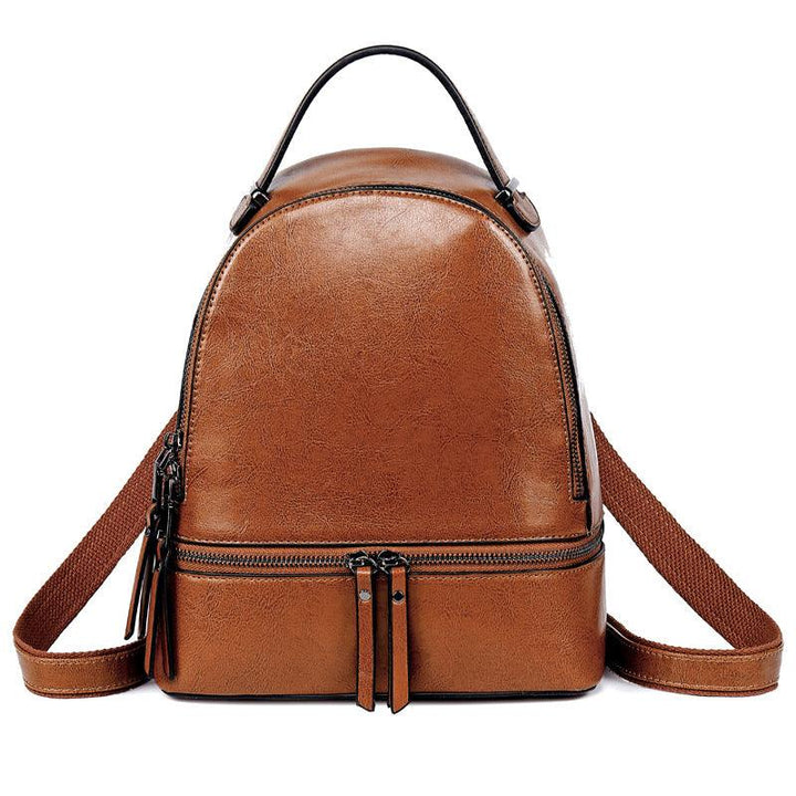 Fashion Temperament Gentle Leather Backpack Fashion Oil Wax Cowhide - Trendha