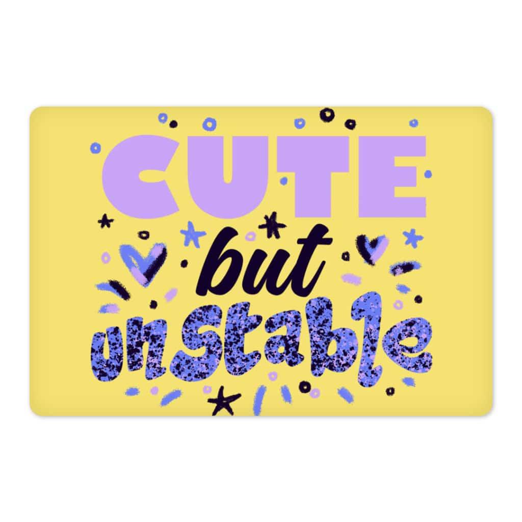 Cute but Unstable Pet Food Mat - Funny Design Anti-Slip Pet Bowl Mat - Graphic Pet Feeding Mat