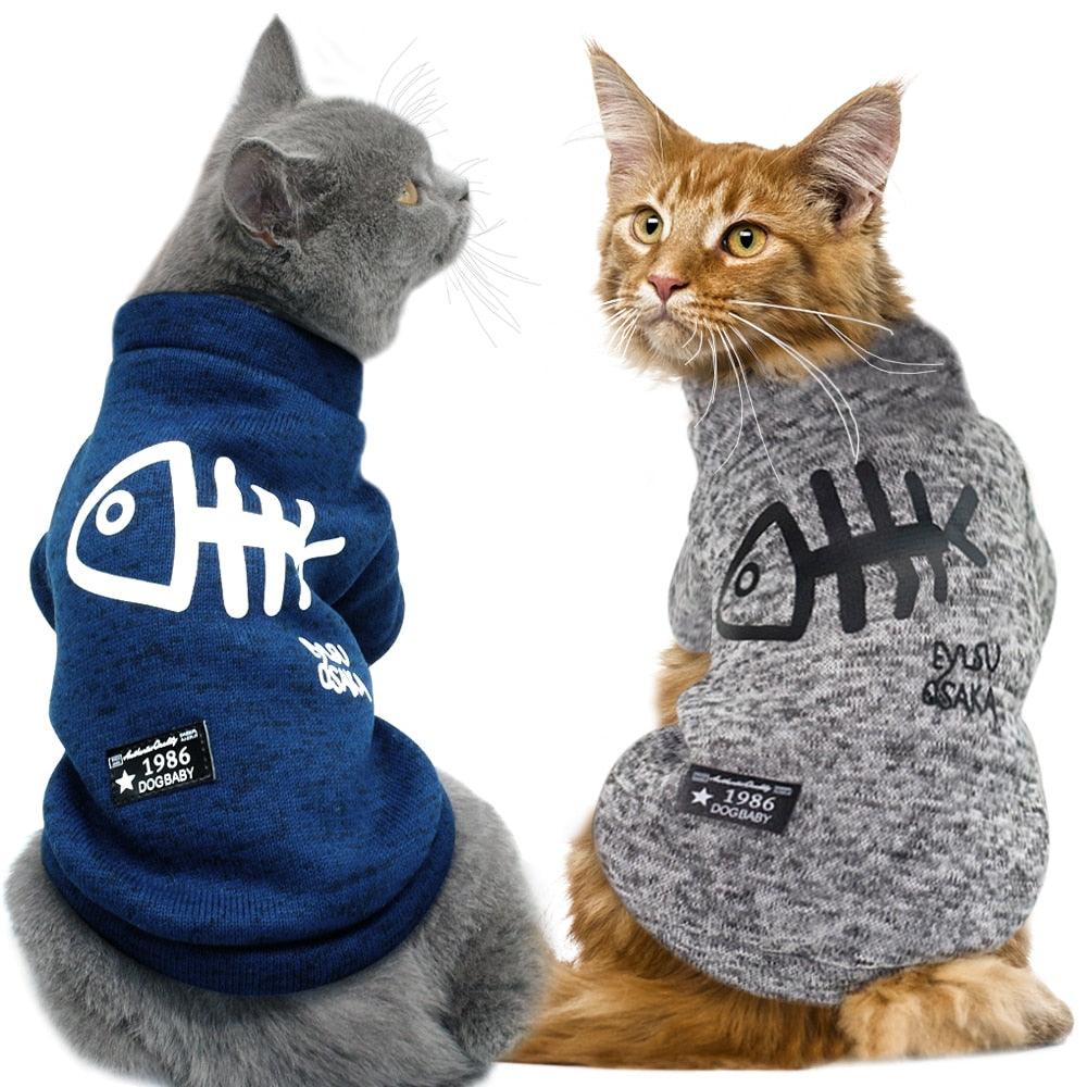 Cute Fish Bone Printed Hoodies for Small Dogs