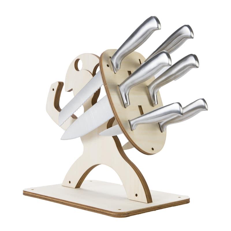 Spartan-Shaped Wooden Knife Holder