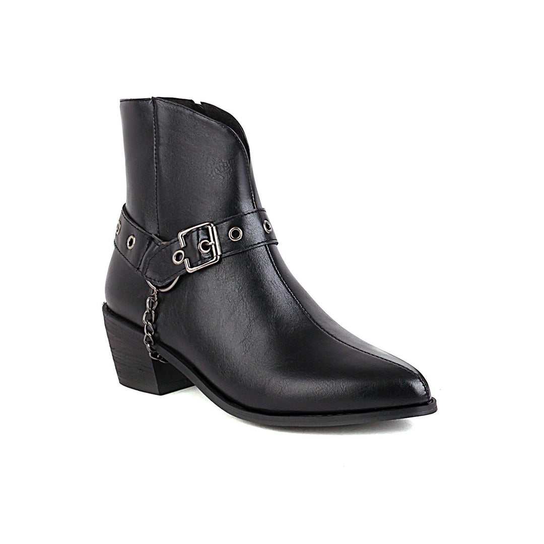 Martin Boots Belt Buckle Mid-heel Rivet Women's Shoes - Trendha