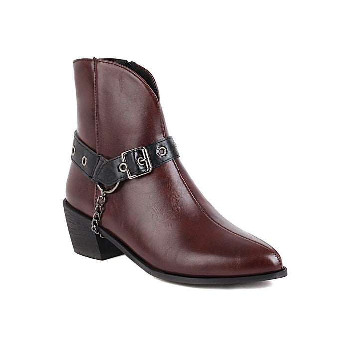 Martin Boots Belt Buckle Mid-heel Rivet Women's Shoes - Trendha
