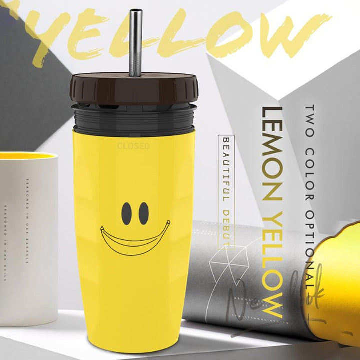 No Cover Twist Cup Travel Portable Cup Double Insulation Tumbler Straw Sippy Water Bottles Portable For Children Adults - Trendha