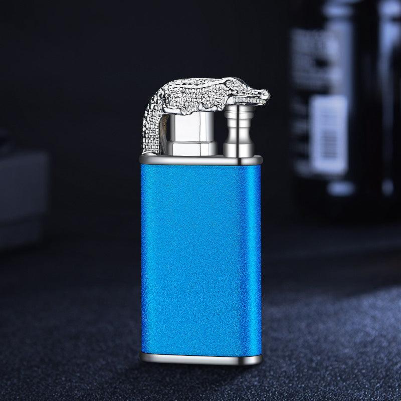 Creative Blue Flame Lighter Dolphin Dragon Tiger Double Fire Metal Winproof Lighter Inflatable Lighter - Trendha