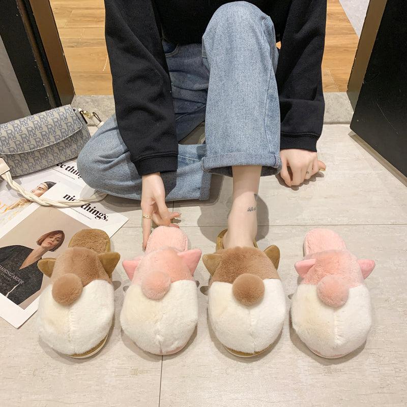 Indoor Warmth Cute Plush Japanese Plush Shoes Plus Velvet - Trendha
