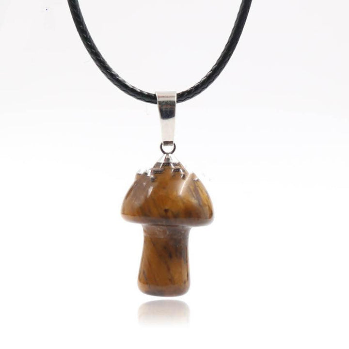 Natural Crystal Mini Small Mushroom Pendant Necklace - Trendha