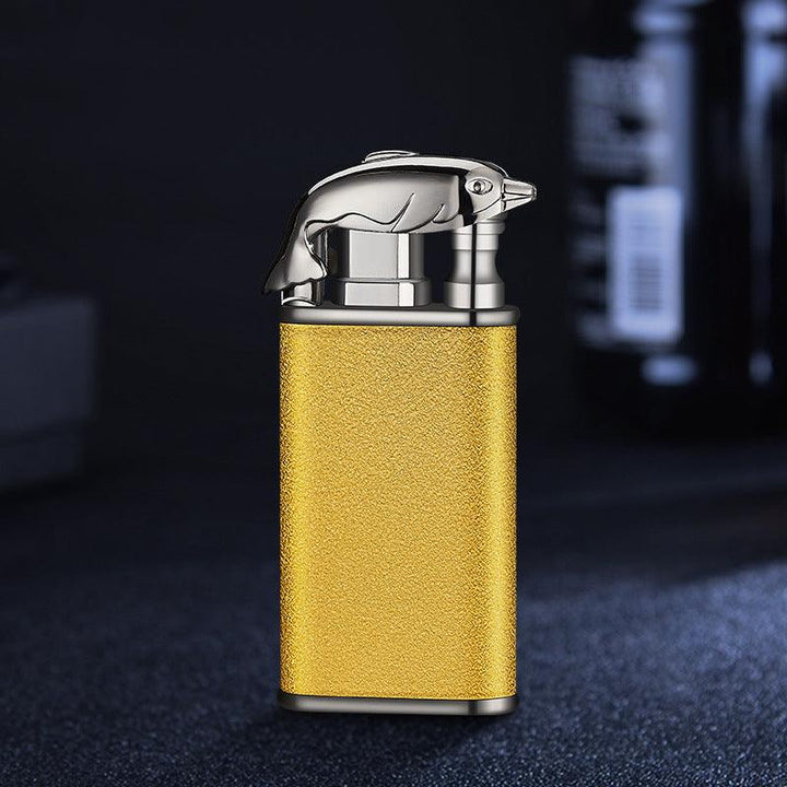 Creative Blue Flame Lighter Dolphin Dragon Tiger Double Fire Metal Winproof Lighter Inflatable Lighter - Trendha