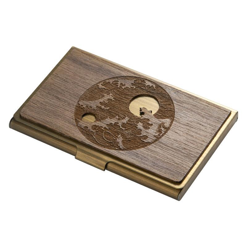 Custom Lettering Creative Stainless Steel Wooden Business Card Case - Trendha