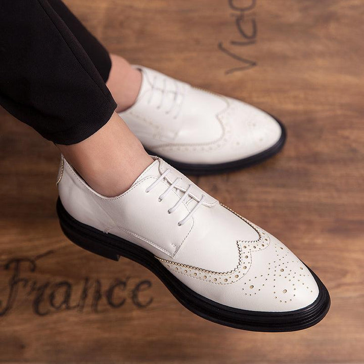 Men's Small Leather Shoes Business Suits British Bullock White Men's Shoes - Trendha