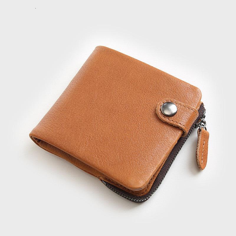 Men's Short Leather First Layer Leather Wallet For Young Students - Trendha