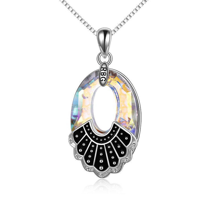Sterling Silver RBG Collar Mermorial Necklace Gifts Jewelry Fans of Ruth Bader Ginsburg - Trendha