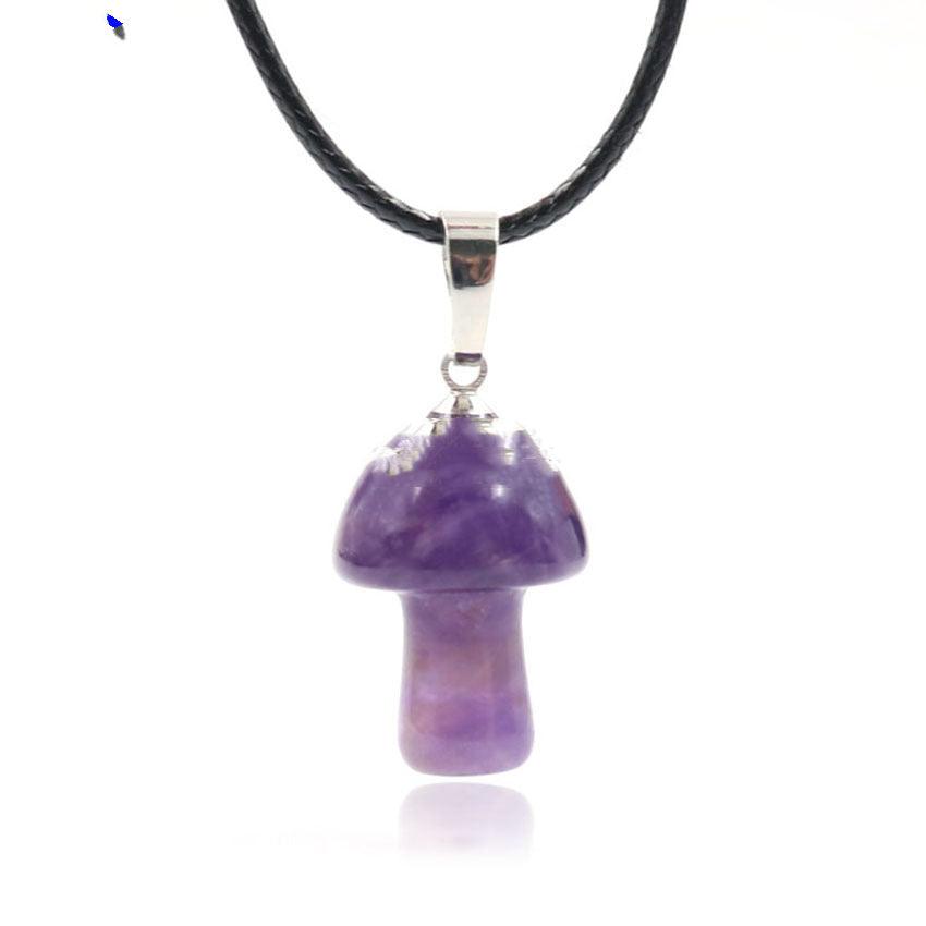 Natural Crystal Mini Small Mushroom Pendant Necklace - Trendha