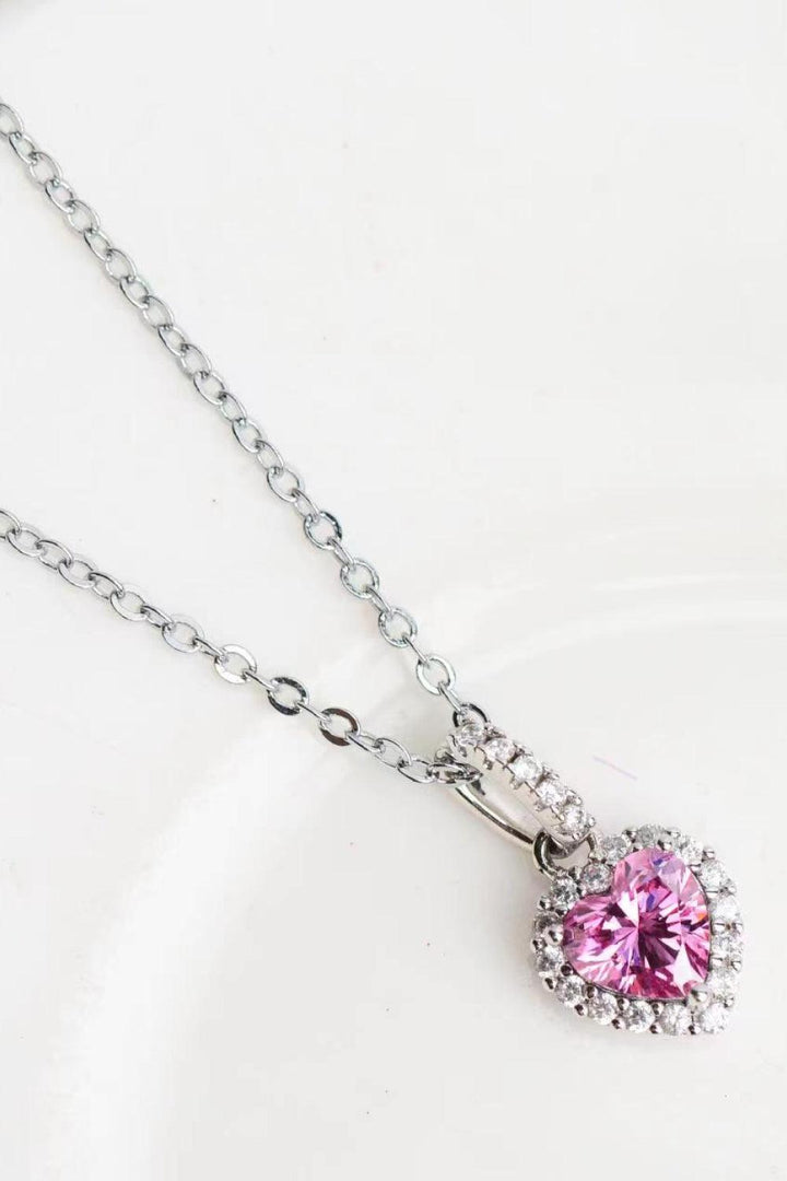 1 Carat Moissanite Heart Pendant Necklace - Trendha