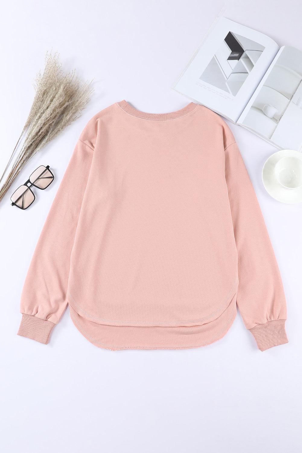 Side Slit Drop Shoulder Sweatshirt - Trendha