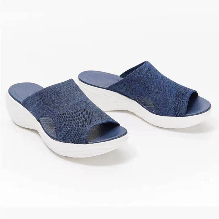 Flat Bottom Fish Mouth Mesh Breathable Ladies Slippers - Trendha