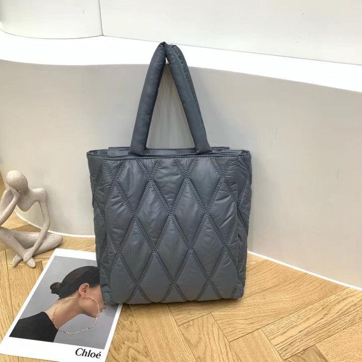 Diamond Check Canvas Women's Bag Large Capacity Padded Messenger Simple Casual One Shoulder - Trendha