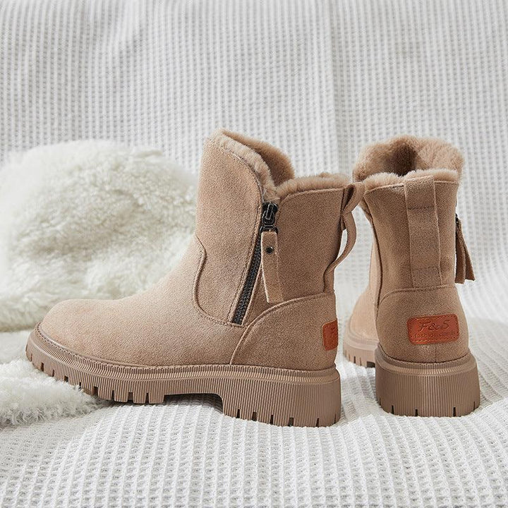 Snow Boots Women's Shoes Fur One In Winter Leather Cotton - Trendha