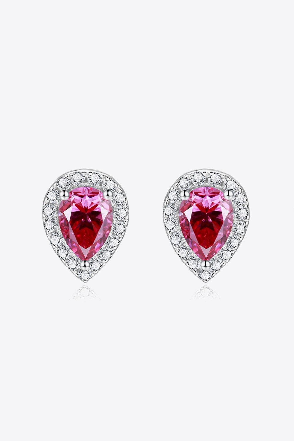 2 Carat Moissanite Teardrop Stud Earrings in Rose - Trendha