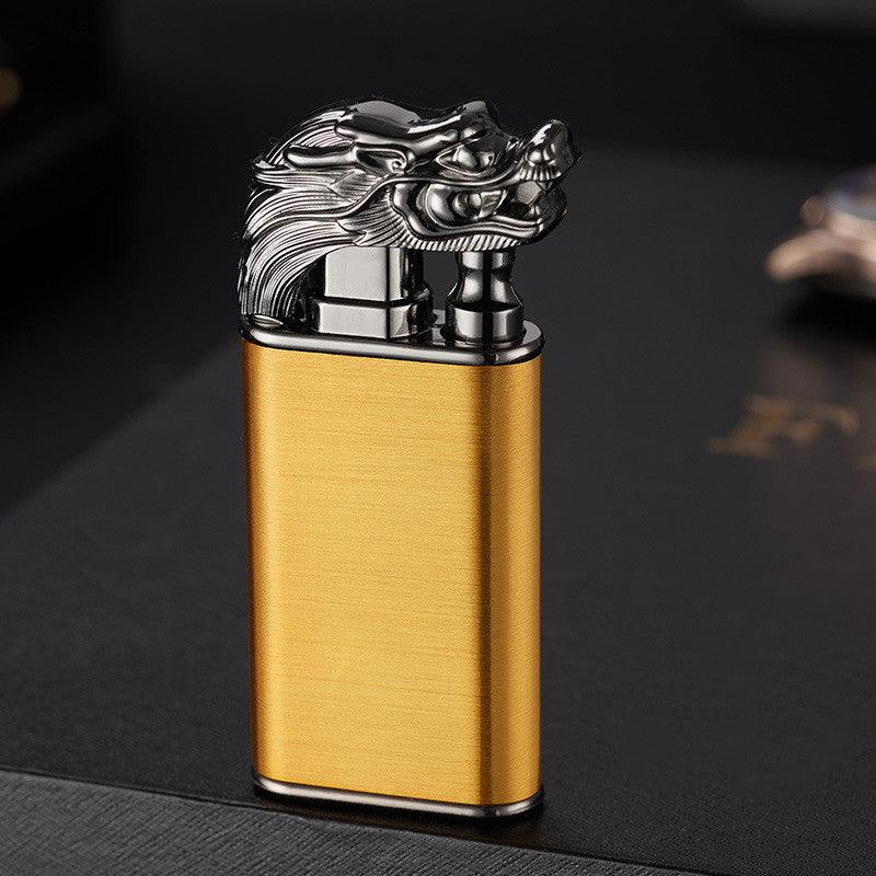 Creative Blue Flame Lighter Dolphin Dragon Tiger Double Fire Metal Winproof Lighter Inflatable Lighter - Trendha