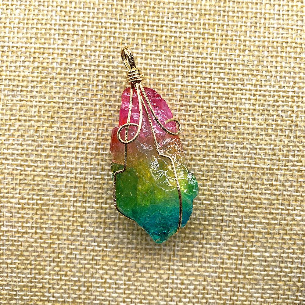 Hand-Wound Twisted Irregular Crystal Rough Stone Necklace - Trendha