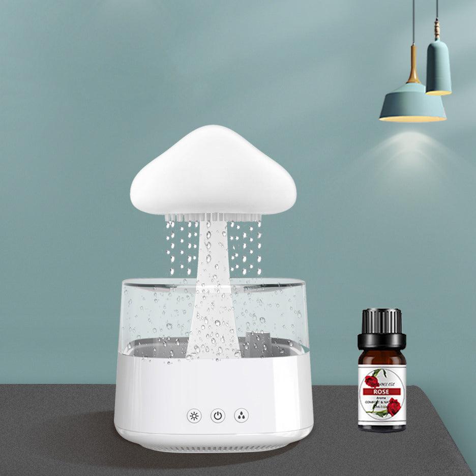 2-in-1 Desk Humidifier Rain Cloud Aromatherapy Essential Oil Zen Diffuser & Raining Cloud Night Light Mushroom Lamp - Trendha