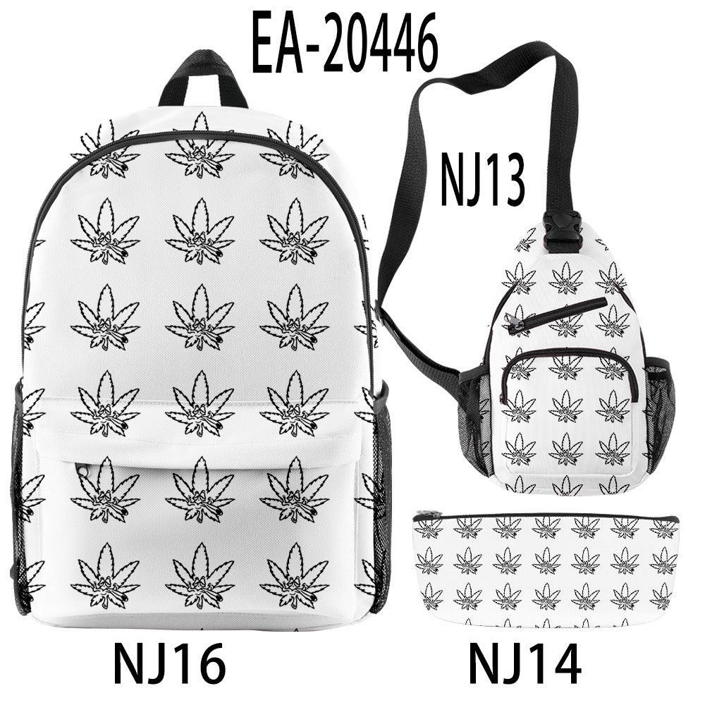 New Hemp Leaf Surrounding 3d Digital Backpack Pen Bag Shoulder - Trendha