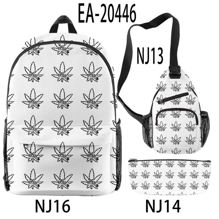 New Hemp Leaf Surrounding 3d Digital Backpack Pen Bag Shoulder - Trendha