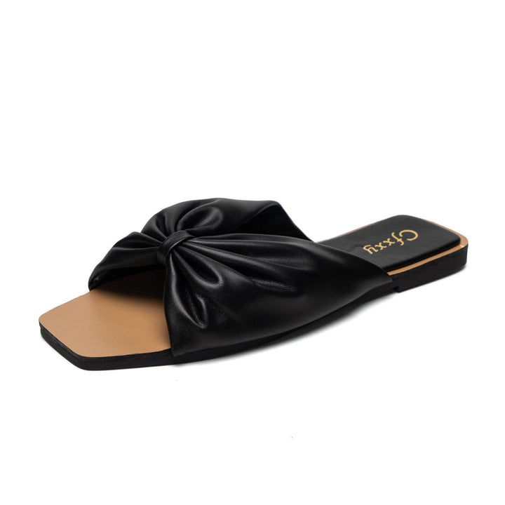 Bowknot Sandals And Slippers Women's Square Head Flat-bottomed Women's Slippers - Trendha