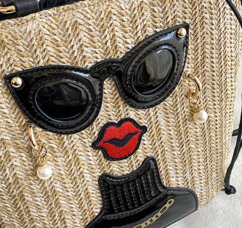 Fashion Cartoon Straw Shoulder Messenger Bag - Trendha