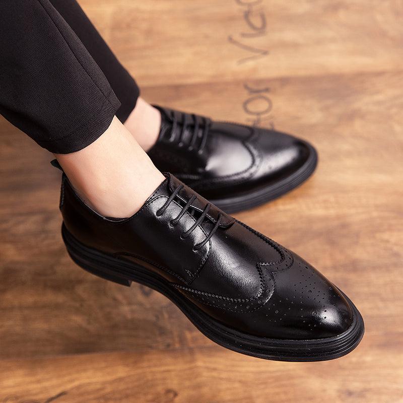 Men's Small Leather Shoes Business Suits British Bullock White Men's Shoes - Trendha