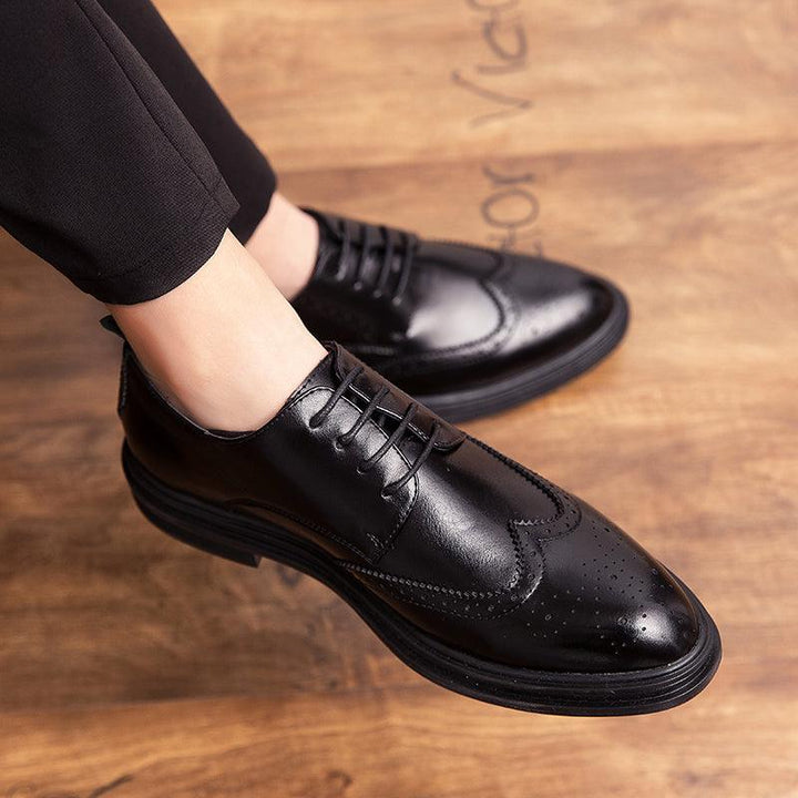 Men's Small Leather Shoes Business Suits British Bullock White Men's Shoes - Trendha