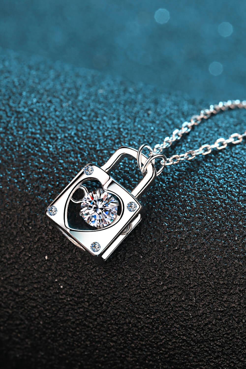 Moissanite Lock Pendant Necklace - Trendha