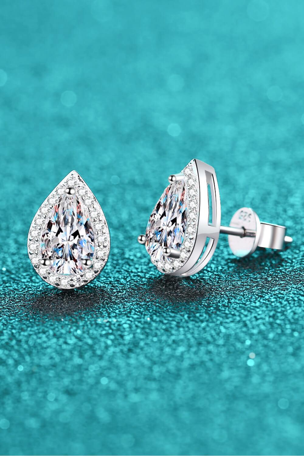 Moissanite Teardrop Stud Earrings - Trendha