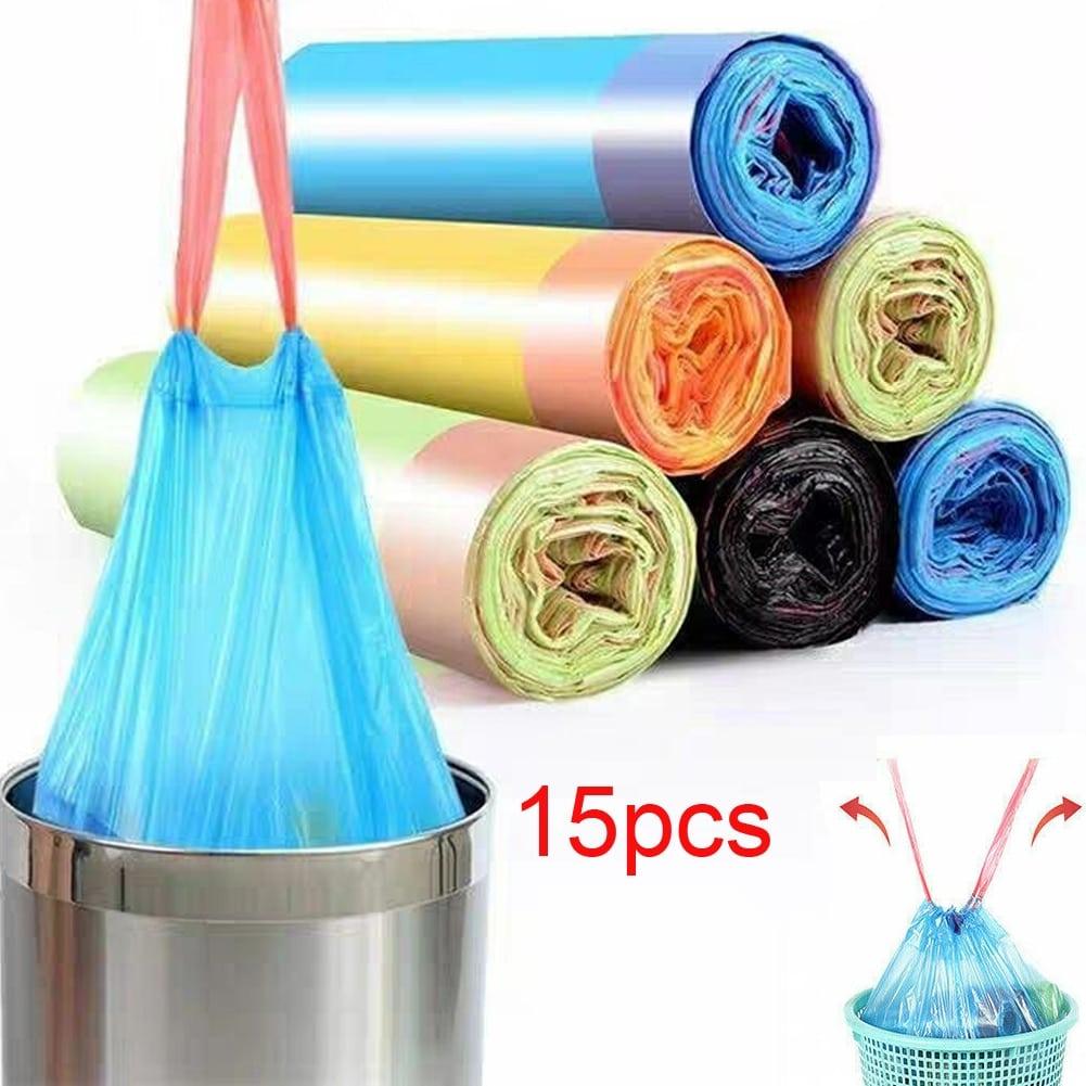 Plastic Garbage Bags, 15-Piece Pack