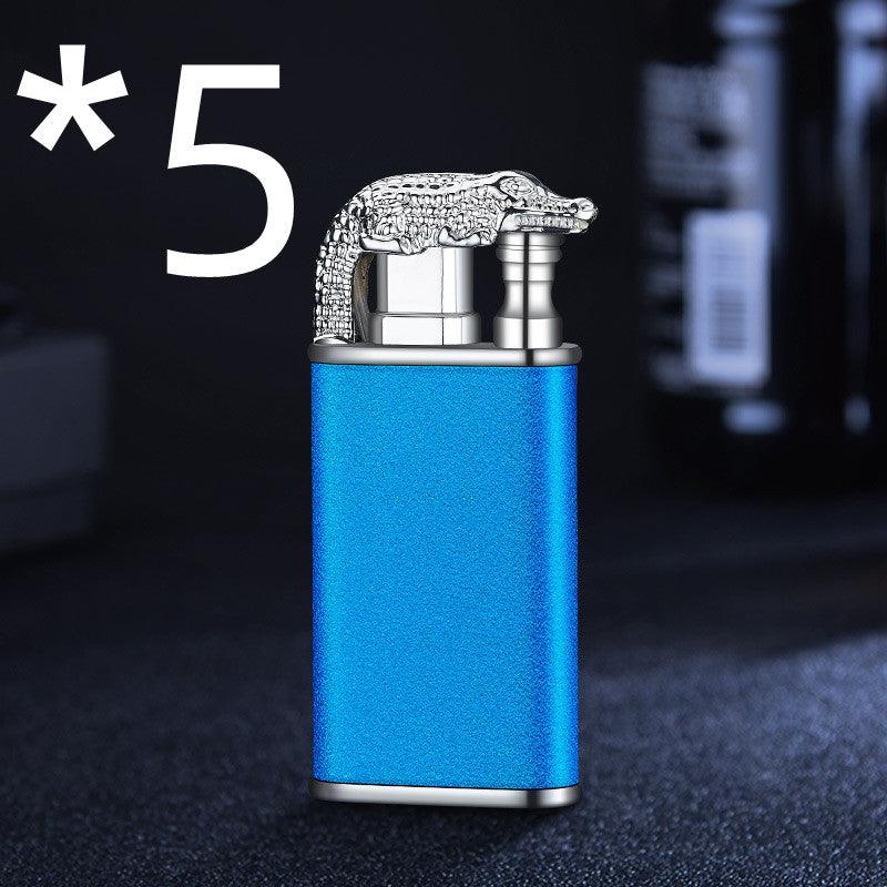 Creative Blue Flame Lighter Dolphin Dragon Tiger Double Fire Metal Winproof Lighter Inflatable Lighter - Trendha