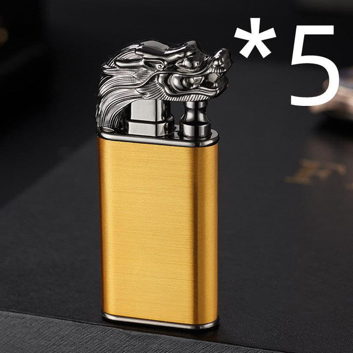 Creative Blue Flame Lighter Dolphin Dragon Tiger Double Fire Metal Winproof Lighter Inflatable Lighter - Trendha