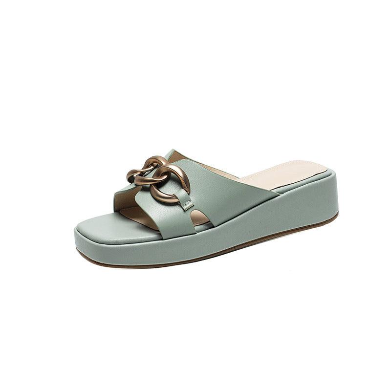 Women Summer Square Toe Midheel Sandals - Trendha