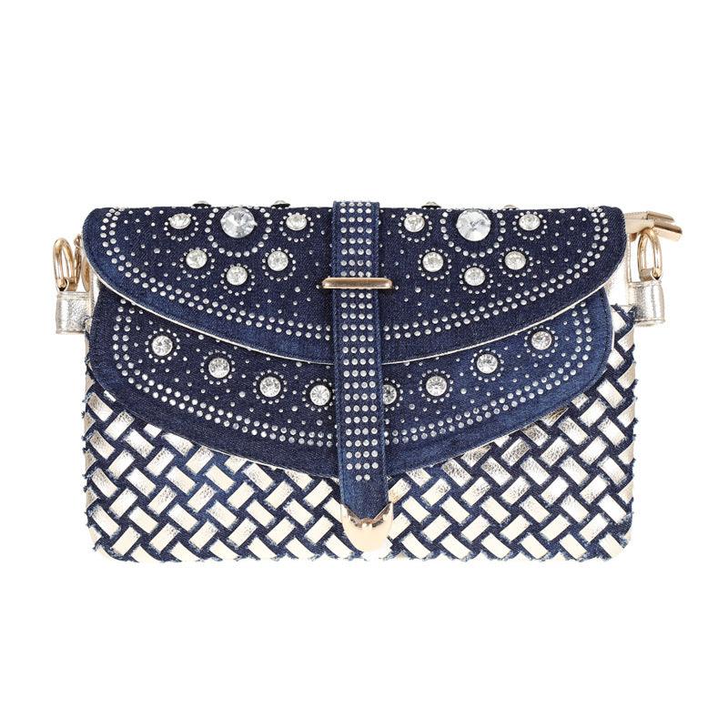 Diamond Denim One-shoulder Crossbody Bag - Trendha