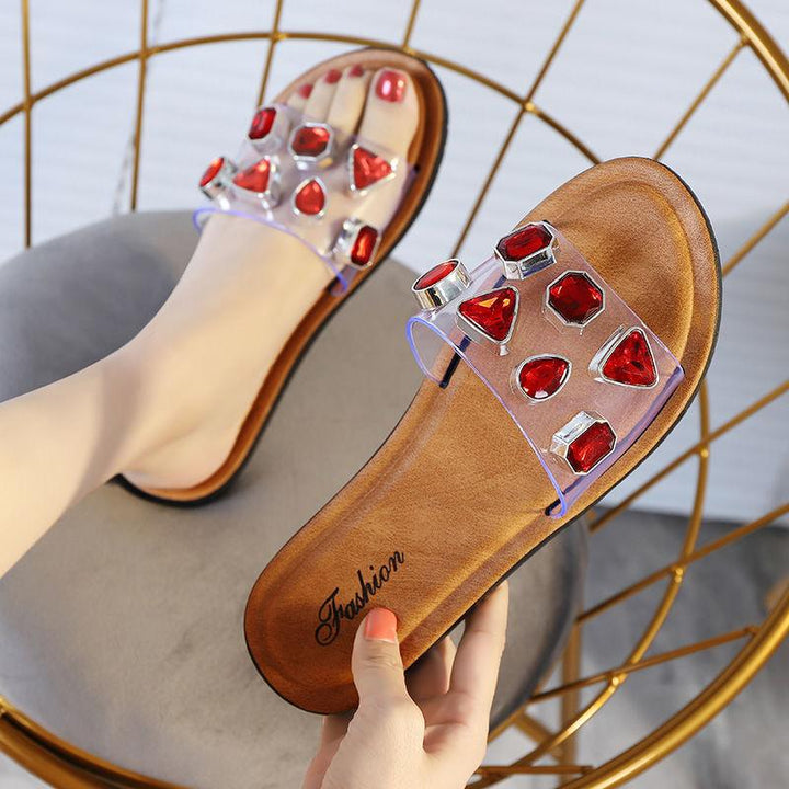 Anti-slip Trendy Sandals With Gemstones And Diamonds - Trendha