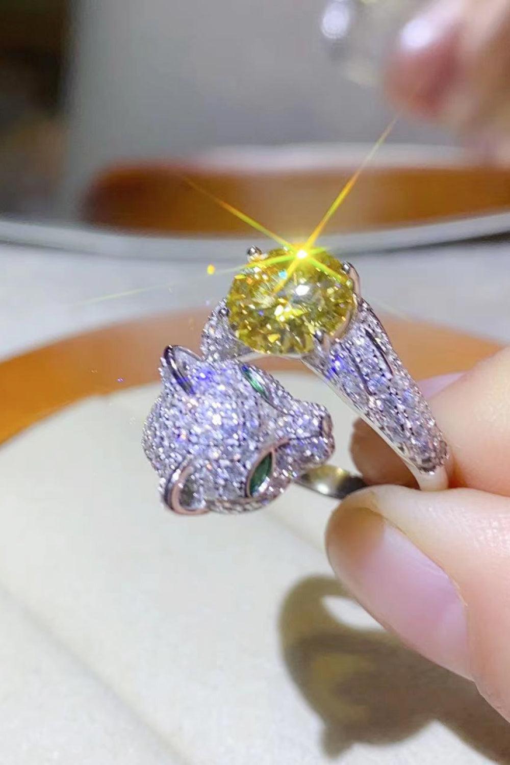 2 Carat Yellow Moissanite Animal Bypass Ring - Trendha