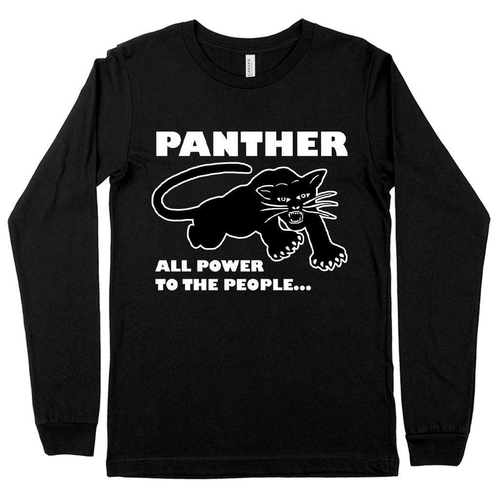 All Power to the People Long Sleeve T-Shirt - Black Panther Men's T-Shirt - Panther Graphic Tee Shirt - Trendha