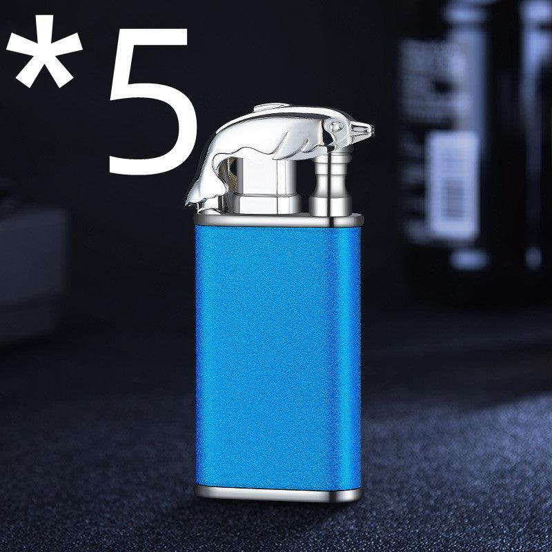 Creative Blue Flame Lighter Dolphin Dragon Tiger Double Fire Metal Winproof Lighter Inflatable Lighter - Trendha