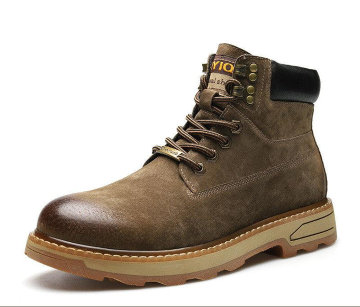 Men's Warm Snow Boots Men's Mid-cut Leather Tooling Boots Men's Trend - Trendha